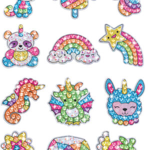 Kreatív strasszköves matrica készítő készlet 12 vidám mintával - gyémántszemes kirakó gyerekeknek (BBJ) - Image 8