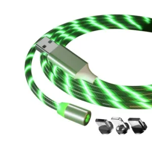Lenyűgözően villogó mágneses USB töltőkábel cserélhető fejekkel – zöld (THM) (BBL) - Image 3