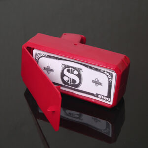 Money gun - piros színű elektromos pénzkilövő pisztoly 100 db játék bankjeggyel - esküvőre, bulira, fotózáshoz (BBJ) - Image 5