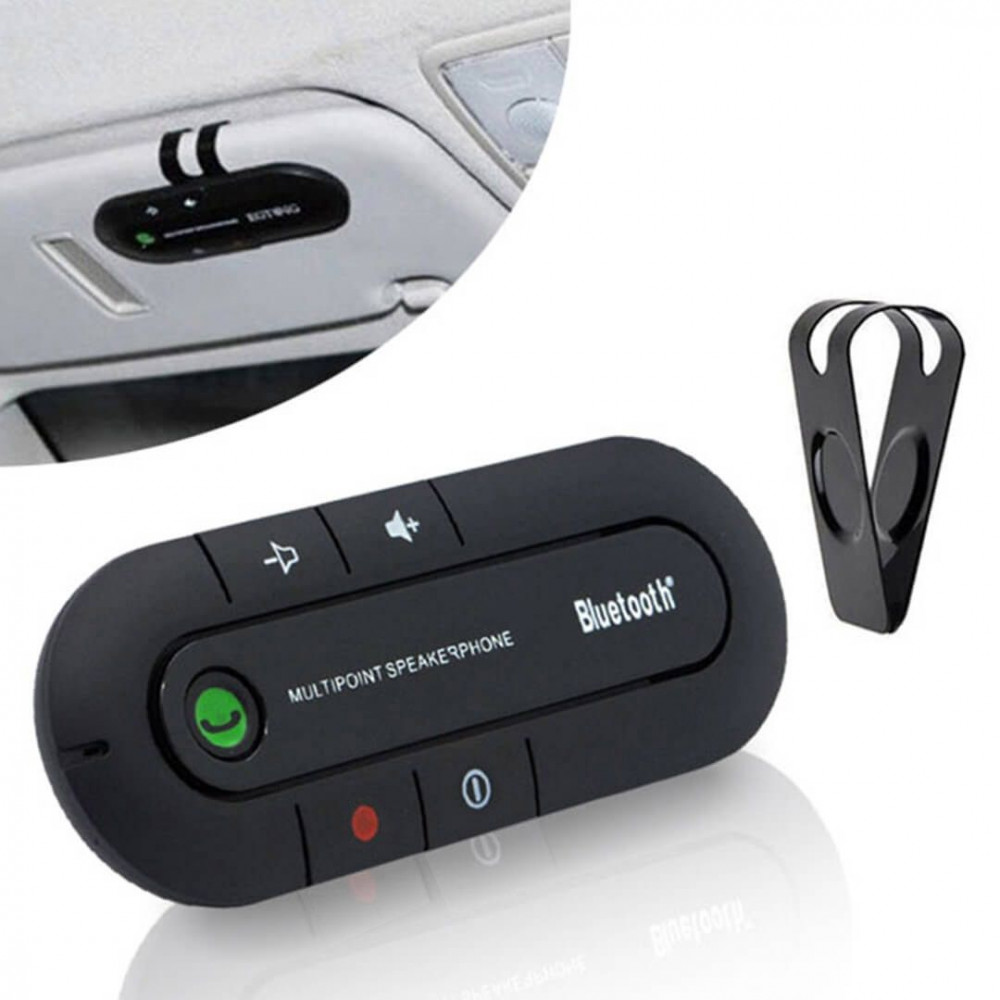 Napellenzőre rögzíthető Bluetooth-os autós telefon kihangosító beépített mikrofonnal, 10 méteres hatótávval (BBL)