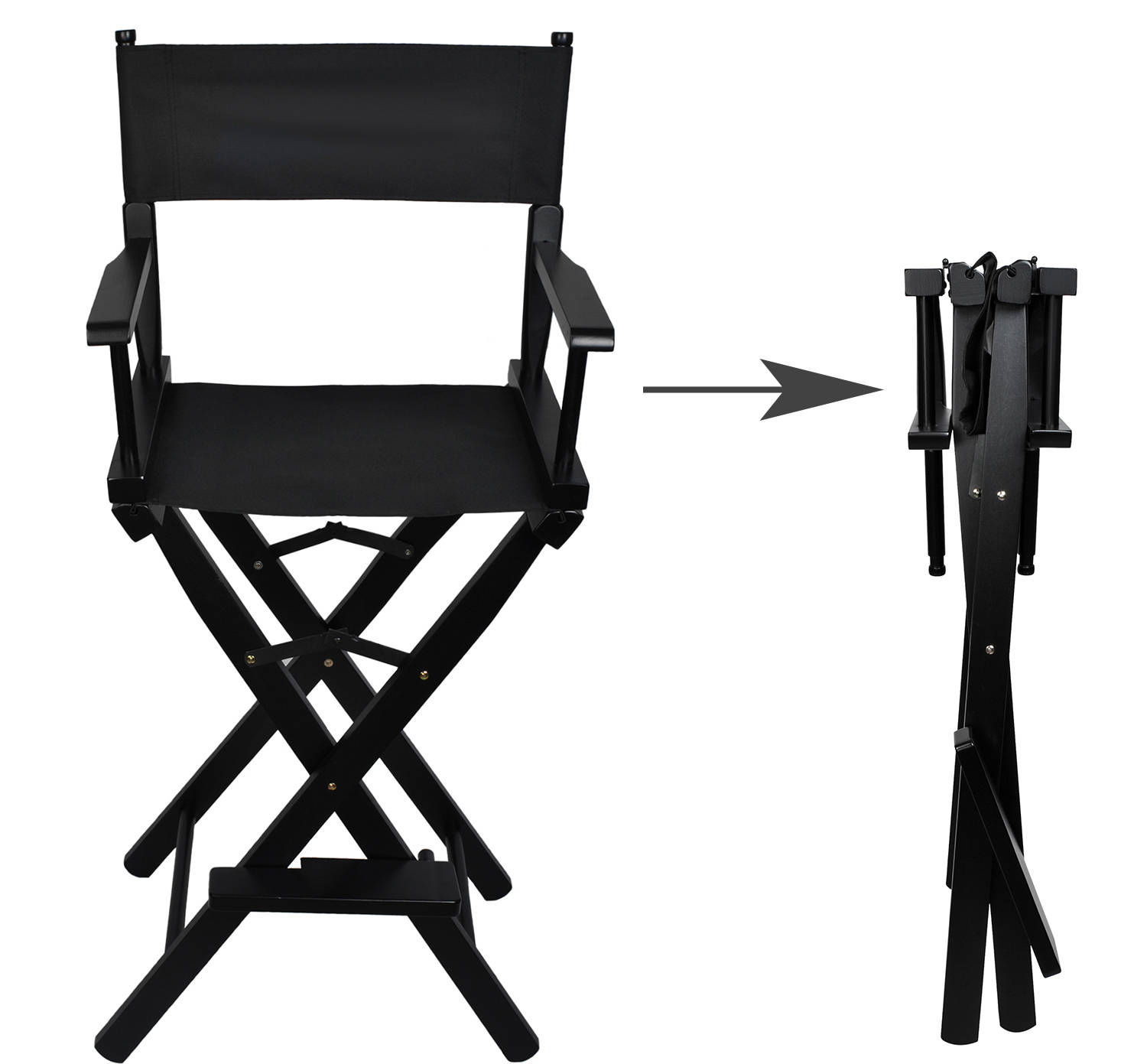 Összecsukható fekete fa kozmetika szék lábtartóval (BB9917) (9)