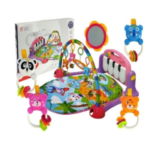 Piano Fitness baba játszószőnyeg - állatos csörgőkkel, hang-, és fényhatásokkal, altatózenével - rózsaszín/lila (BBJ) - Image 9