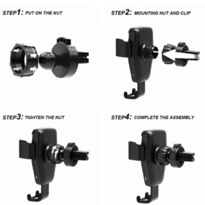 Praktikus 2 az 1-ben autós telefontartó és vezeték nélküli gyors töltőállvány – QI kompatibilis, szellőzőrácsra helyezhető töltő autóba (BBV) - Image 6