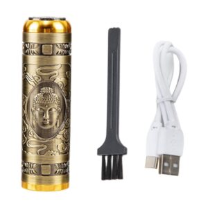 Kompakt méretű Retro körkéses, USB gravírozott villanyborotva tisztítókefével (SD-686) (BBD) (BBV) - Image 8