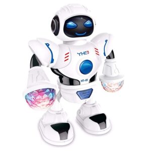 Táncoló, zenélő világító robot - karjában LED lámpákkal, forgó fénysugarakkal HT-01 (BBJ) - Image 7