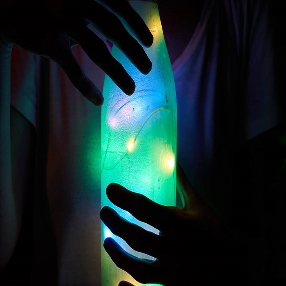 Glass bottle filled with led lights