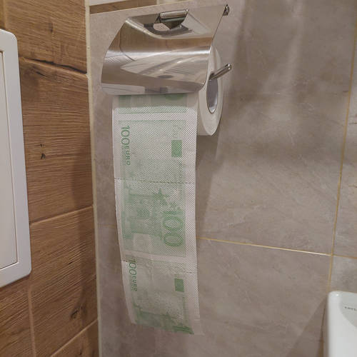 WC papír guriga 100 eurós bankjegy mintával – 2 rétegű (BB-20880) (1)