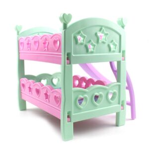 Emeletes játék babaágy korláttal, létrával és csúszdával vidám színekben - 31 x 28 x 21 cm (BBJ) - Image 3