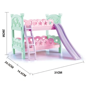 Emeletes játék babaágy korláttal, létrával és csúszdával vidám színekben - 31 x 28 x 21 cm (BBJ) - Image 5
