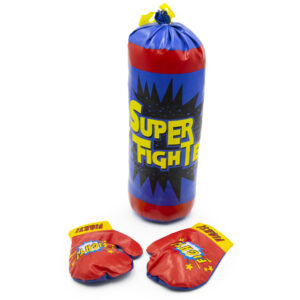 Felakasztható boxzsák boxkesztűvel gyerekeknek - kék - 43x16x16 cm (BBJ) - Image 3