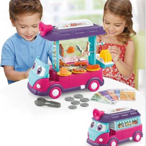 2in1 kinyitható játék minibusz és büfékocsi gyerekenek élethű fény- és hanghatásokkal és rengeteg kiegészítővel - 23 részes (BBJ) - Image 5