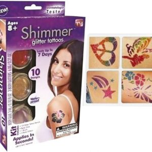 Shimmer Glitter - csillámtetováló készlet csillámporokkal, sablonokkal, ecsettel (BBV) - Image 3