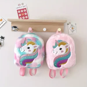 Csillogó és világító unikornis hátizsák kislányoknak beépített LED-ekkel, puha plüss anyagból - 23 x 7 x 28 cm (BBLPJ) - Image 12