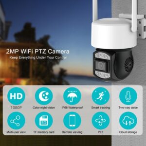 Telefonról vezérelhető PTZ02 WIFI-s biztonsági kamera - mozgásérzékelős, 360°-ban forgatható, időjárásálló - fekete (BBD) - Image 3