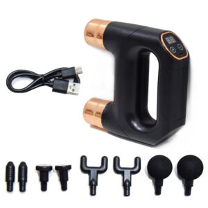 Duplafejes masszázspisztoly - 6 intenzitási fokozattal, 4 cserélhető fejjel (BBV) - Image 3