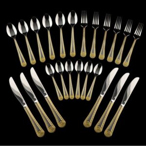 24 részes arany mintás evőeszköz készlet - elegáns étkészlet 6 főre, 3 fogásra (BBA) - Image 3