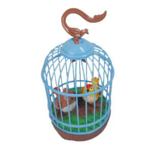 Kedvesen éneklő és táncoló kismadarak kalitkában led világítással (BBJ) - Image 3