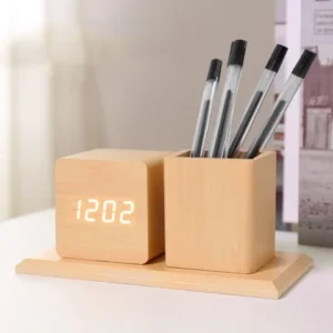 3in1 fahatású asztali óra - hangvezérléses ébresztőóra, tolltartó és hőmérő (BBV) - Image 6