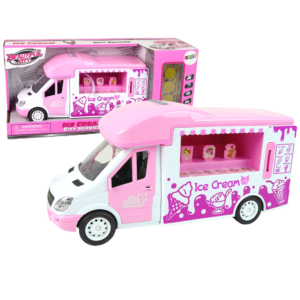 Világító és zenélő, rózsaszín fagyis kocsi kinyitató ajtókkal 26 x 12 x 9 cm (BBMJ) - Image 3