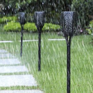 Leszúrható, napelemes, fáklya hatású dekor lámpa melegfehér fénnyel és láng mintával - 51 cm, időjárásálló -1 db (BBV) - Image 5