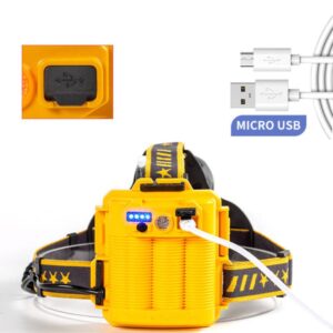 Extra fényerejű, 300W dupla P50 COB LED akkus fejlámpa biztonsági fénnyel (BBE) (BBD) - Image 6