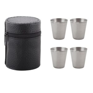 4 részes utazó pálinkás pohár szett - 0,7 dl-es fém kupica készlet praktikus bőr tokban (BBL) - Image 7