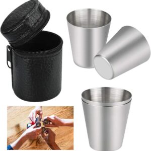 4 részes utazó pálinkás pohár szett - 0,7 dl-es fém kupica készlet praktikus bőr tokban (BBL) - Image 5