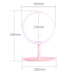90°-ban forgatható, USB sminktükör LED világítással és 3 féle fényerősséggel - rózsaszín (BBV) - Image 11