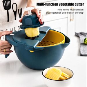 2in1 konyhai szeletelőkészlet és giroszkópos szűrőtál - multifunkciós előkészítő szett gyümölcsökhoz és zöldségekhez (BBV) - Image 14
