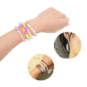 Virág alakú gyöngyékszer készítő szett kislányoknak damillal és változatos formájú, színes gyöngyökkel (BBJ) - Image 3