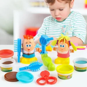 Gyurmás fodrászkészlet gyerekeknek - formázható, vágható, növeszthető hajú babákkal, fésűvel, ollóval (BBLPJ) - Image 3