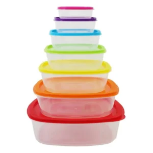 7 részes szivárványos ételhordó szett - tégla alakú műanyag doboz készlet (BBKM) - Image 5
