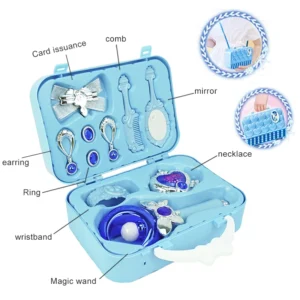 Elza hercegnős szépítkező készlet bőröndben kislányoknak - zenélő és világító varázspálcával, fésűvel, tükörrel és ékszerekkel (BBLPJ) - Image 8