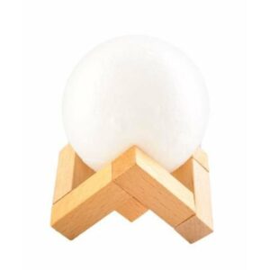 LED-es hangulat lámpa - Hold alakú éjjeli fény stílusos fa talppal és melegfehér fénnyel - 1000 W (BBJ) (BBV) - Image 10