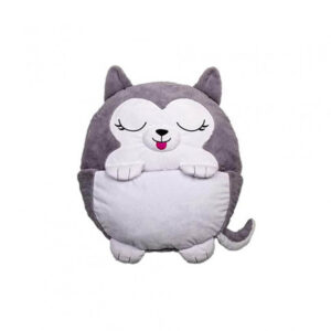 Pihe-puha plüssállattá alakítható hálózsák gyerekeknek - vidám husky alakú, kompakt, összecsukható hálózsák (FX) (BBJ) - Image 5