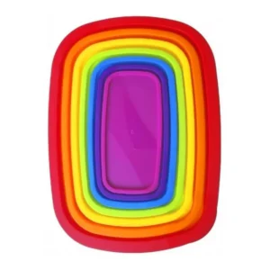 7 részes szivárványos ételhordó szett - tégla alakú műanyag doboz készlet (BBKM) - Image 6