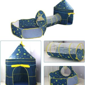 3 részes, összecsukható, vár alakú játszósátor szett csillag mintás anyagból - 178 x 152 x 203 cm, kék (BBJ) - Image 4