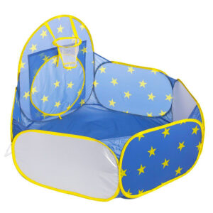 3 részes, összecsukható, vár alakú játszósátor szett csillag mintás anyagból - 178 x 152 x 203 cm, kék (BBJ) - Image 7