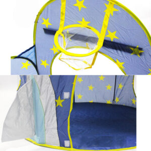 3 részes, összecsukható, vár alakú játszósátor szett csillag mintás anyagból - 178 x 152 x 203 cm, kék (BBJ) - Image 9