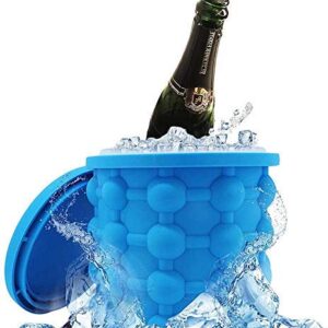 Egyszerűen használható és helytakarékos 3in1 jégkocka készítő, tároló és italhűtő vödör szilikonból - 13 x 14 cm, kék (BBM) - Image 5