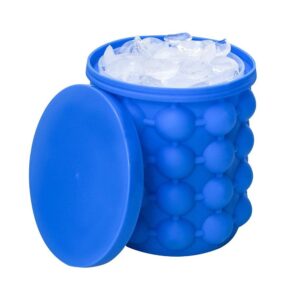 Egyszerűen használható és helytakarékos 3in1 jégkocka készítő, tároló és italhűtő vödör szilikonból - 13 x 14 cm, kék (BBM) - Image 8