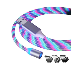 Lenyűgözően villogó mágneses USB töltőkábel cserélhető fejekkel – RGB (THM) (BBL) - Image 3