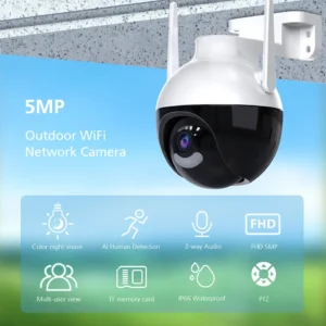 4k ultra HD WIFI IP térfigyelő kamera - 360°-ban forgatható, IP66 időjárásálló - 5x zoom, humán detektor (BBV) - Image 8