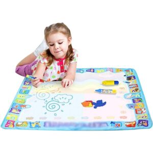 Mágikus vizes kifestő szőnyeg - maszatmentes rajztábla gyerekeknek - filccel és sablonokkal - 100 x 80 cm (BBJ) - Image 6