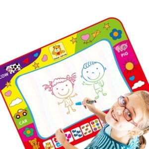 Mágikus vizes kifestő szőnyeg - maszatmentes rajztábla gyerekeknek - filccel és sablonokkal - 100 x 80 cm (BBJ) - Image 3