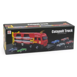 Autószállító játék kamion és kilövőállomás - beépített, 152cm-es, 2 sávos versenypályával és 6 db kisautóval (BBJ) - Image 6