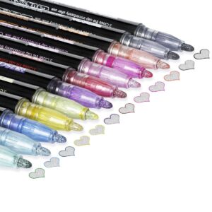 12 db-os metál kontúr filctoll készlet - ezüst színű vonalak színes kontúrral - íráshoz, rajzoláshoz, kiemeléshez (BBJ) - Image 3