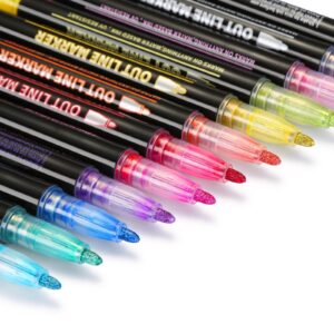 24 db-os metál kontúr filctoll készlet - ezüst színű vonalak színes kontúrral - íráshoz, rajzoláshoz, kiemeléshez (BBJ) - Image 4