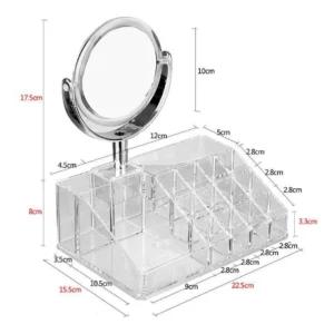 Kozmetikai rendszerező rengeteg rekesszel és kivehető, 360°-ban forgatható, 5x nagyítású sminktükörrel (BBV) - Image 4