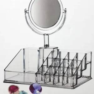 Kozmetikai rendszerező rengeteg rekesszel és kivehető, 360°-ban forgatható, 5x nagyítású sminktükörrel (BBV) - Image 8